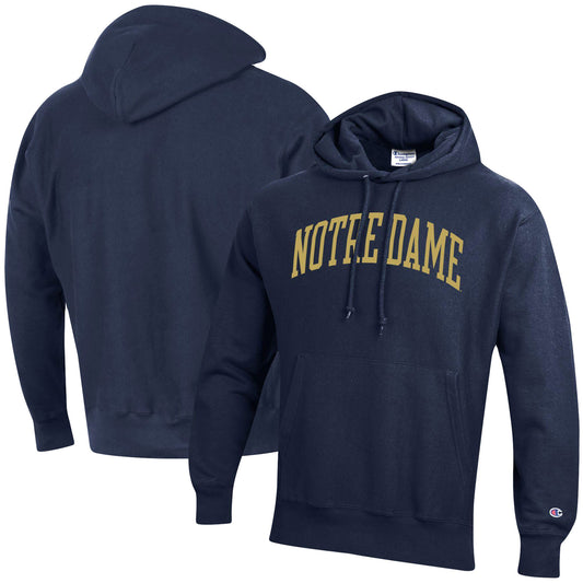 Men's Champion Navy Notre Dame Fighting Irish Team Arch Reverse Weave Pullover Hoodie