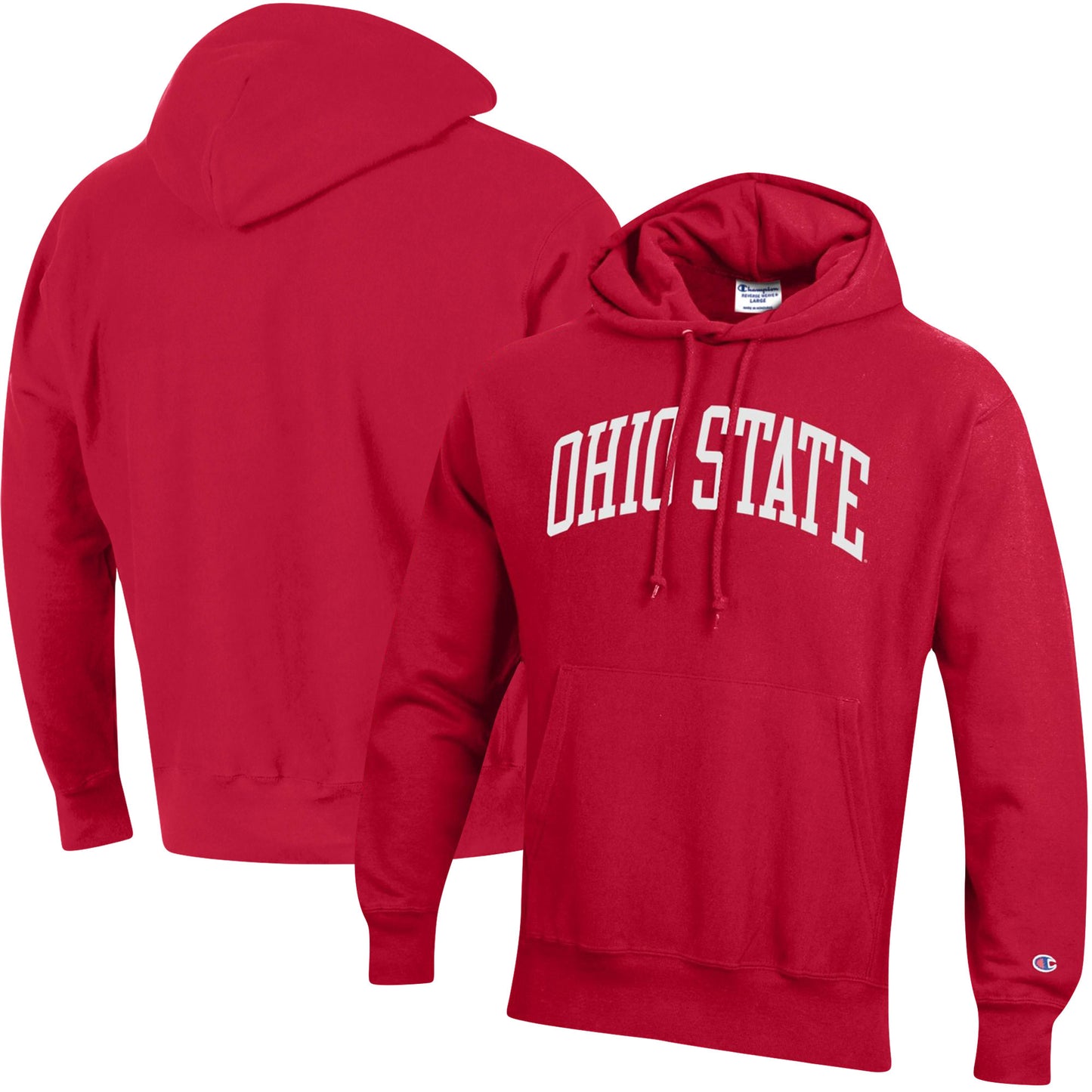 Men's Champion Scarlet Ohio State Buckeyes Team Arch Reverse Weave Pullover Hoodie