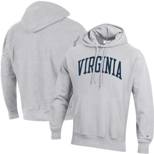 Men's Champion Heathered Gray Virginia Cavaliers Team Arch Reverse Weave Pullover Hoodie