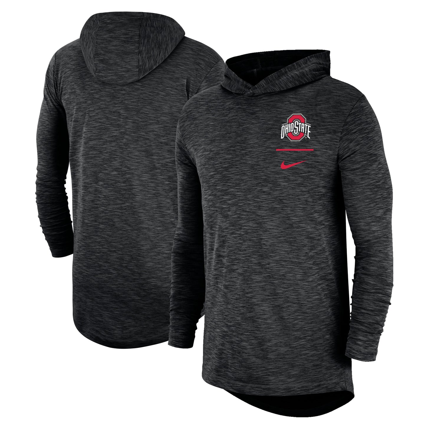 Men's Nike Black Ohio State Buckeyes Slub Performance Long Sleeve Hoodie T-Shirt