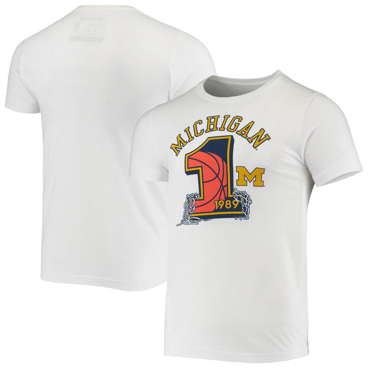Men's Homefield Heathered White Michigan Wolverines Vintage 1989 Baskeball Champs T-Shirt