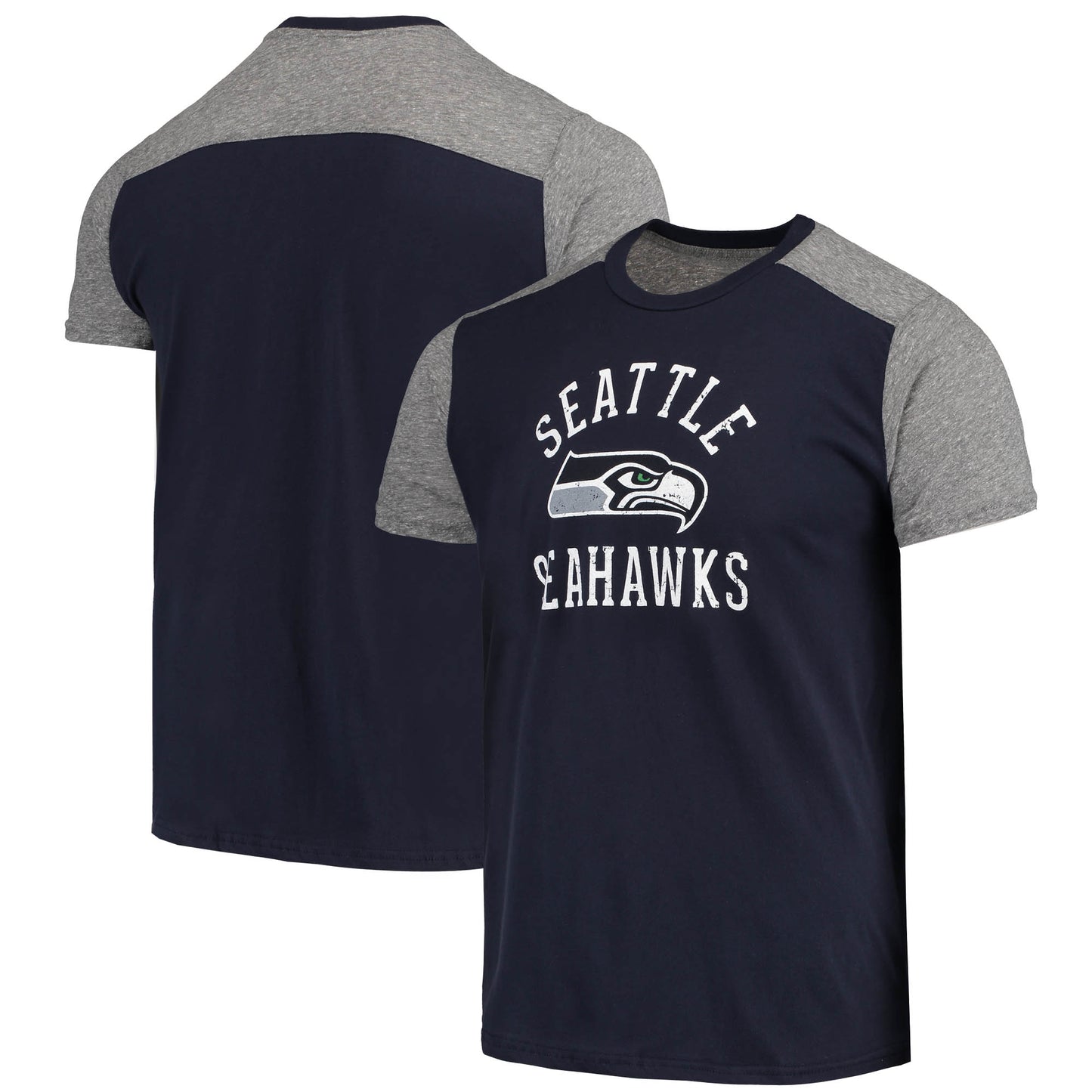 Men's Majestic Threads College Navy/Gray Seattle Seahawks Field Goal Slub T-Shirt