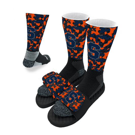 Men's ISlide Black Syracuse Orange Camo Sock & Slide Bundle