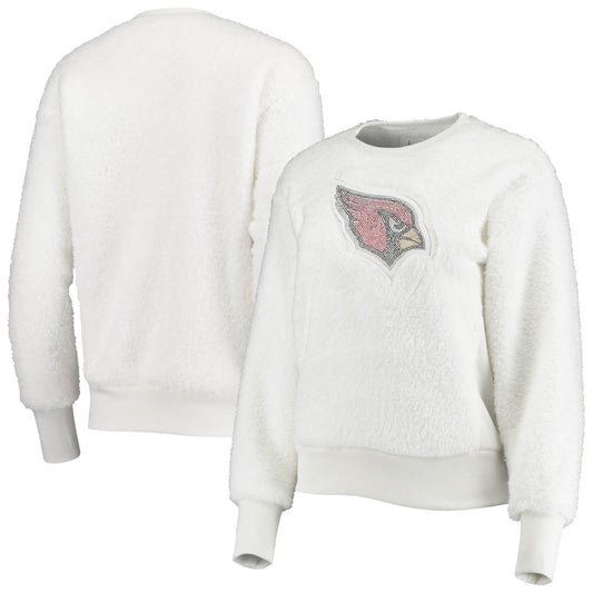 Women's Touch White Arizona Cardinals Milestone Tracker Pullover Sweatshirt