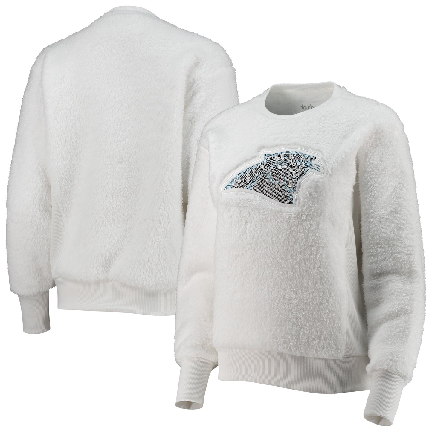 Women's Touch White Carolina Panthers Milestone Tracker Pullover Sweatshirt