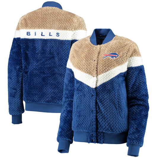 Women's G-III 4Her by Carl Banks Royal/Cream Buffalo Bills Riot Squad Sherpa Full-Snap Jacket