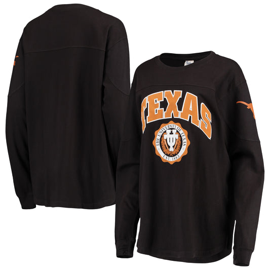 Women's Pressbox Black Texas Longhorns Edith Long Sleeve T-Shirt