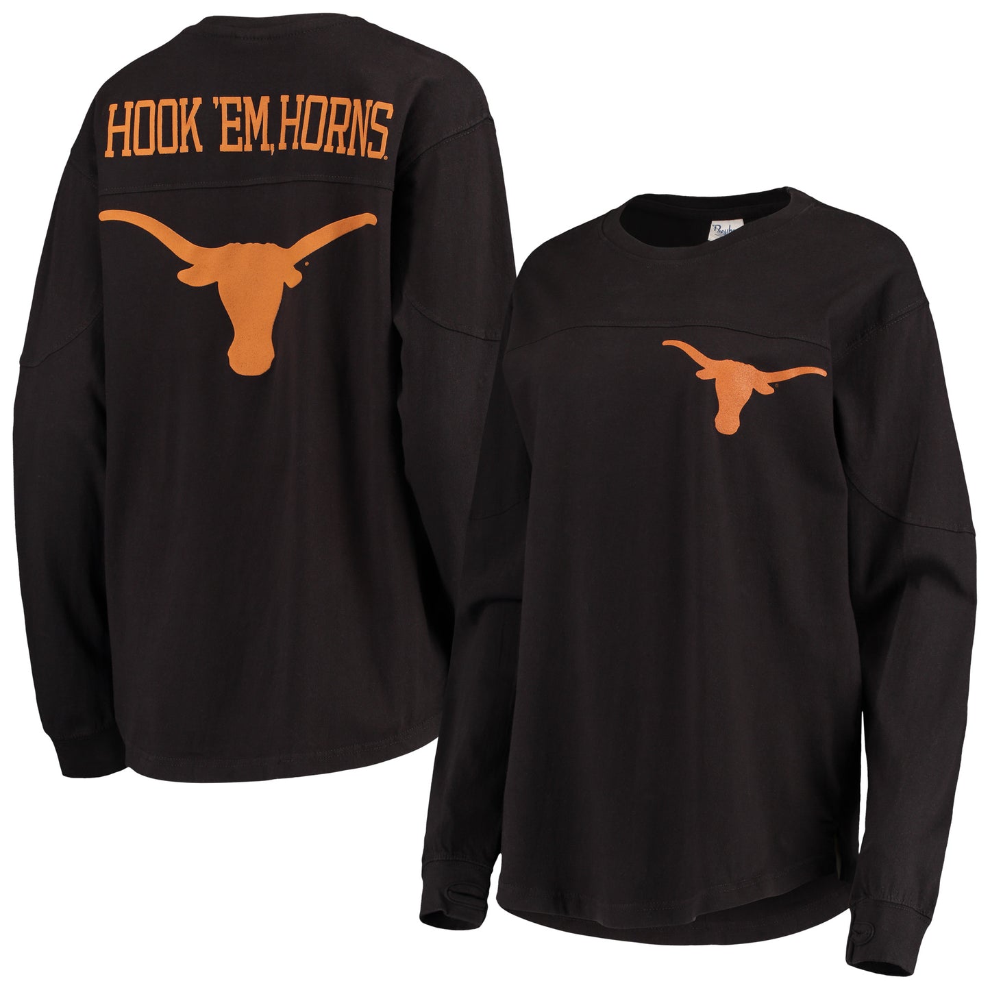 Women's Pressbox Black Texas Longhorns The Big Shirt Oversized Long Sleeve T-Shirt