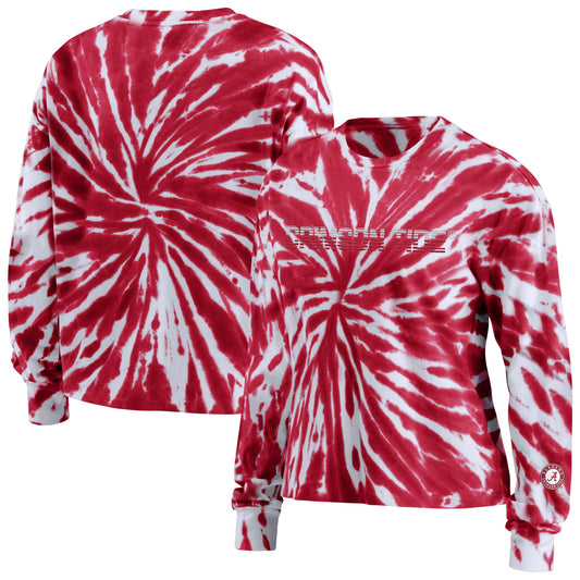 Women's WEAR By Erin Andrews Crimson Alabama Crimson Tide Tie-Dye Long Sleeve T-Shirt