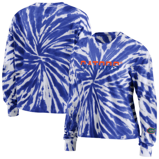 Women's WEAR by Erin Andrews Royal Florida Gators Tie-Dye Long Sleeve T-Shirt