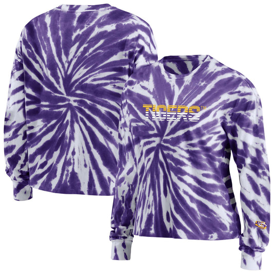 Women's WEAR by Erin Andrews Purple LSU Tigers Tie-Dye Long Sleeve T-Shirt