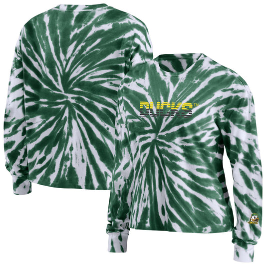 Women's WEAR by Erin Andrews Green Oregon Ducks Tie-Dye Long Sleeve T-Shirt