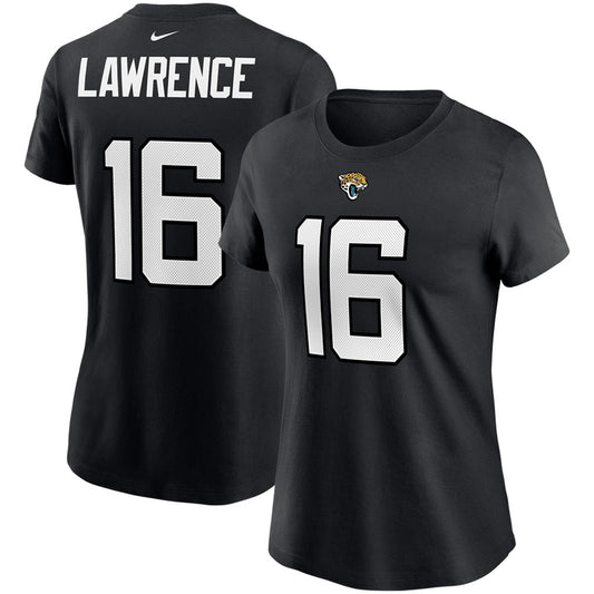 Women's Nike Trevor Lawrence Black Jacksonville Jaguars 2021 NFL Draft First Round Pick Player Name & Number T-Shirt