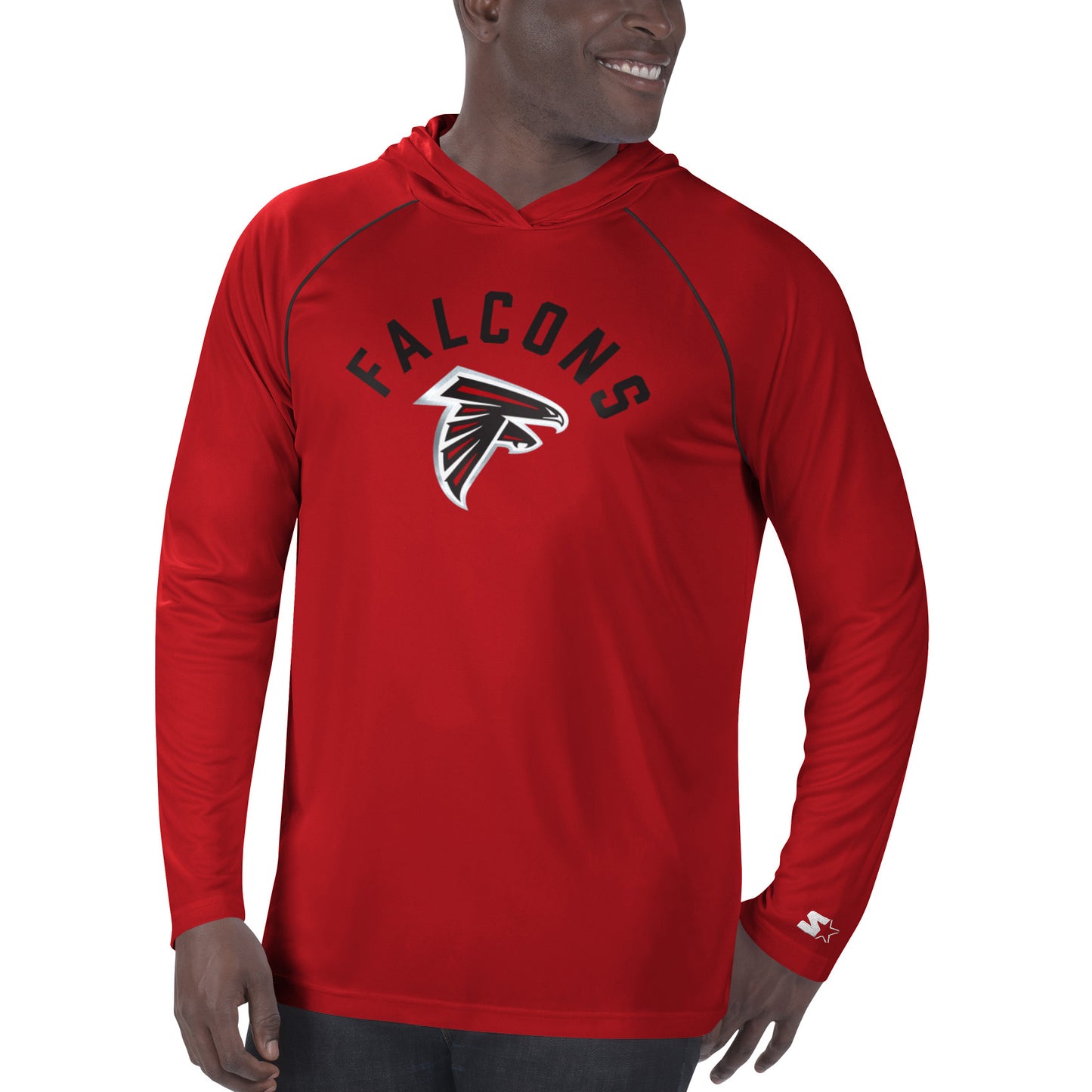 Men's Starter Red Atlanta Falcons Raglan Long Sleeve Hoodie T-Shirt