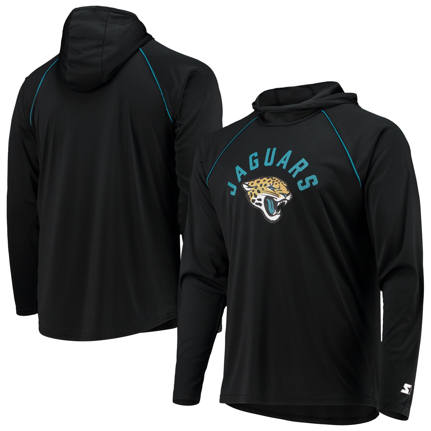 Men's Starter Black Jacksonville Jaguars Raglan Long Sleeve Hoodie T-Shirt