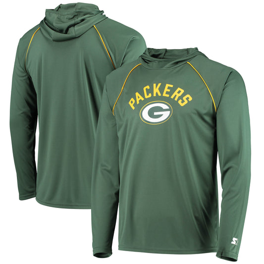 Men's Starter Green Green Bay Packers Raglan Long Sleeve Hoodie T-Shirt