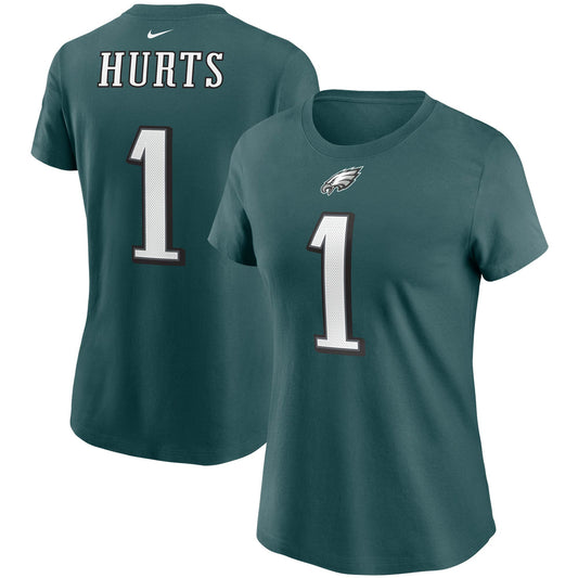 Women's Nike Jalen Hurts Midnight Green Philadelphia Eagles Name & Number T-Shirt