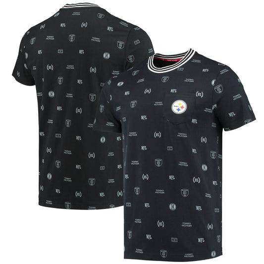 Men's Tommy Hilfiger Black Pittsburgh Steelers Essential Pocket T-Shirt