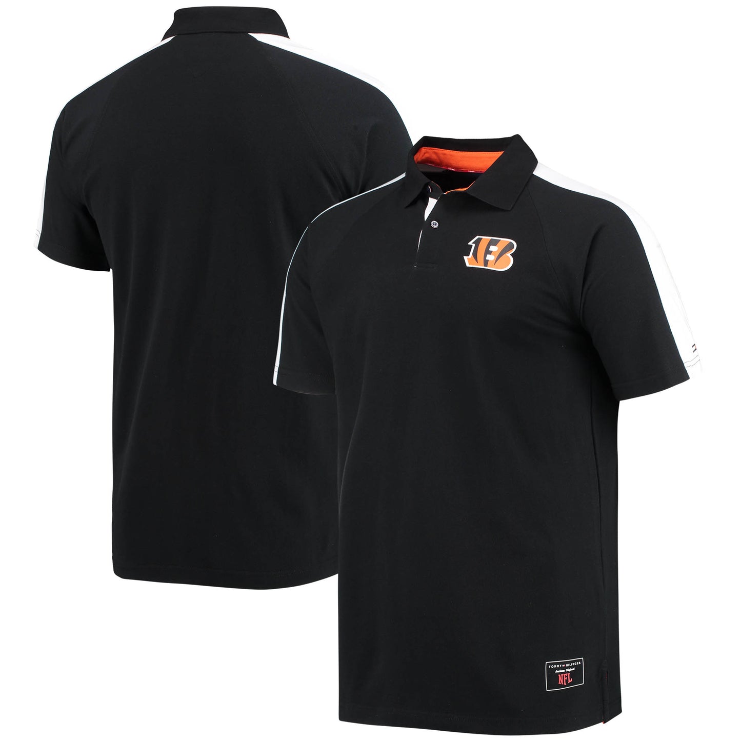 Men's Tommy Hilfiger Black/White Cincinnati Bengals Holden Raglan Polo