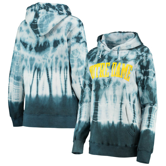 Women's Pressbox Navy Notre Dame Fighting Irish Campus Tie-Dye Pullover Hoodie