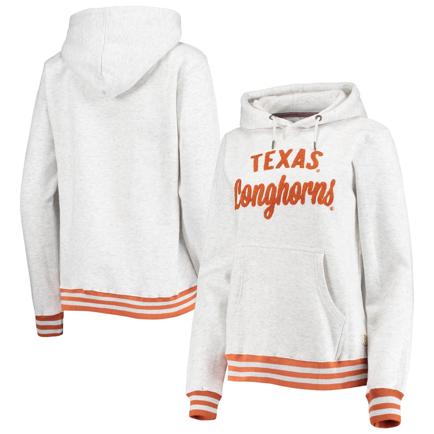 Women's Pressbox Ash Texas Longhorns Santa Cruz Chenille Pullover Hoodie