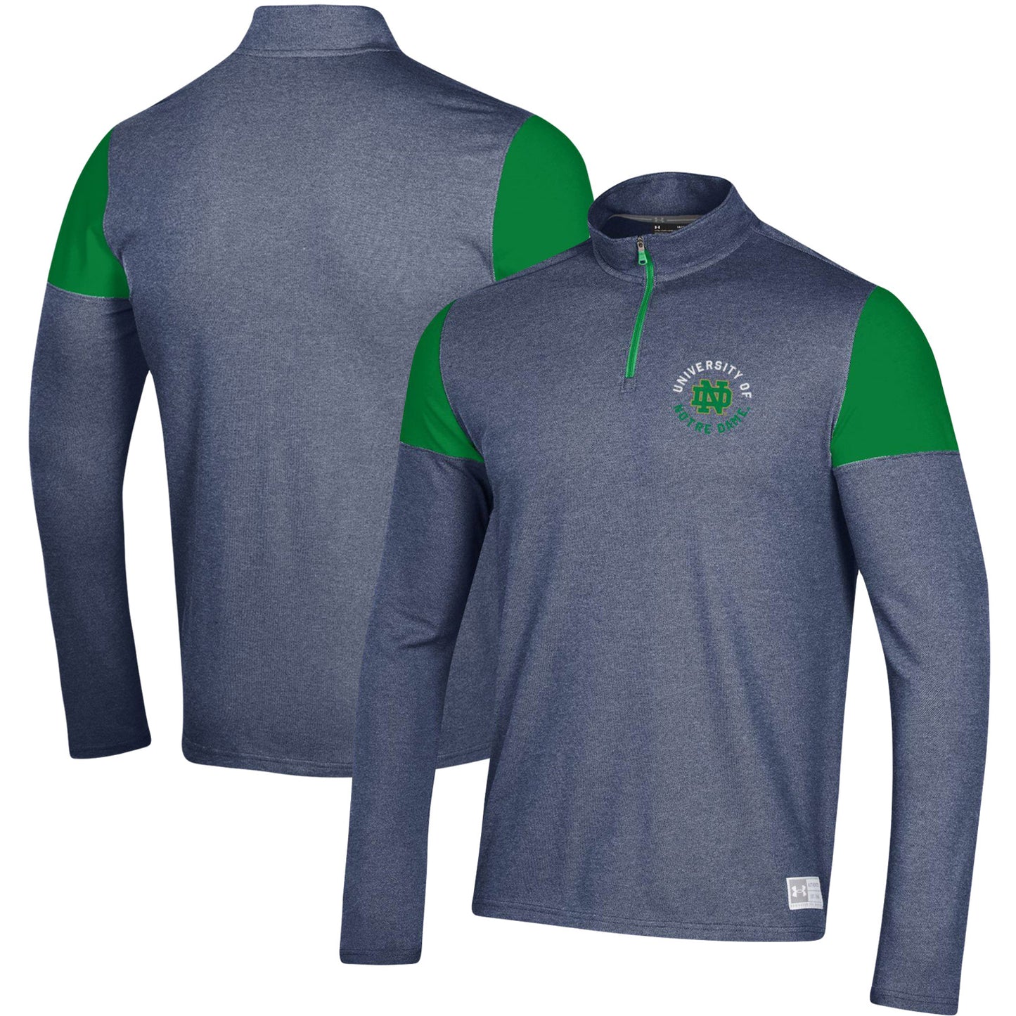 Men's Under Armour Navy Notre Dame Fighting Irish Gameday Tri-Blend Quarter-Zip Jacket