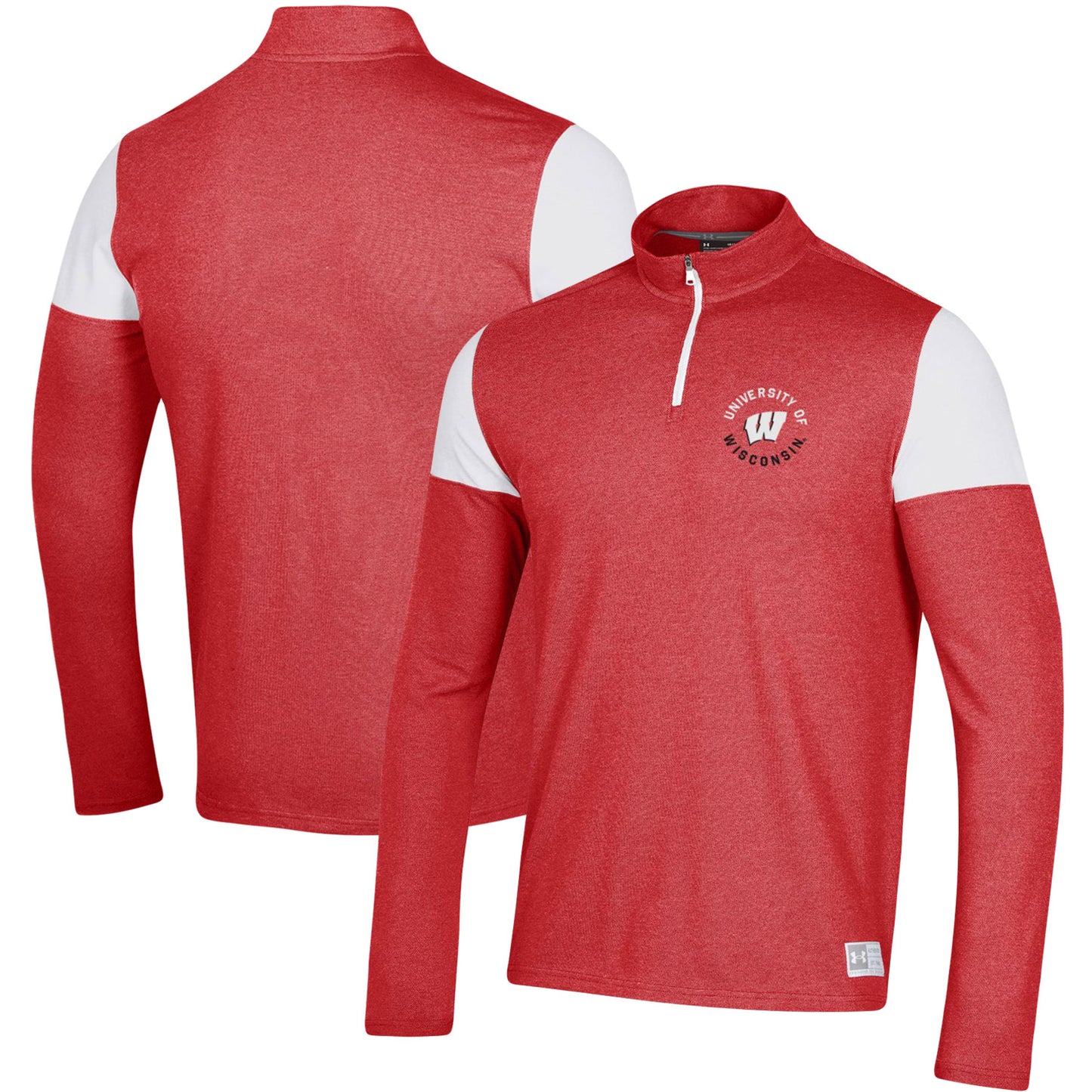 Men's Under Armour Red Wisconsin Badgers Gameday Tri-Blend Quarter-Zip Jacket