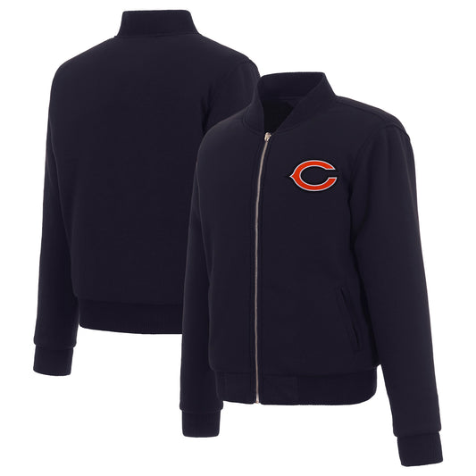 Women's JH Design Navy Chicago Bears Reversible Fleece Full-Zip Jacket