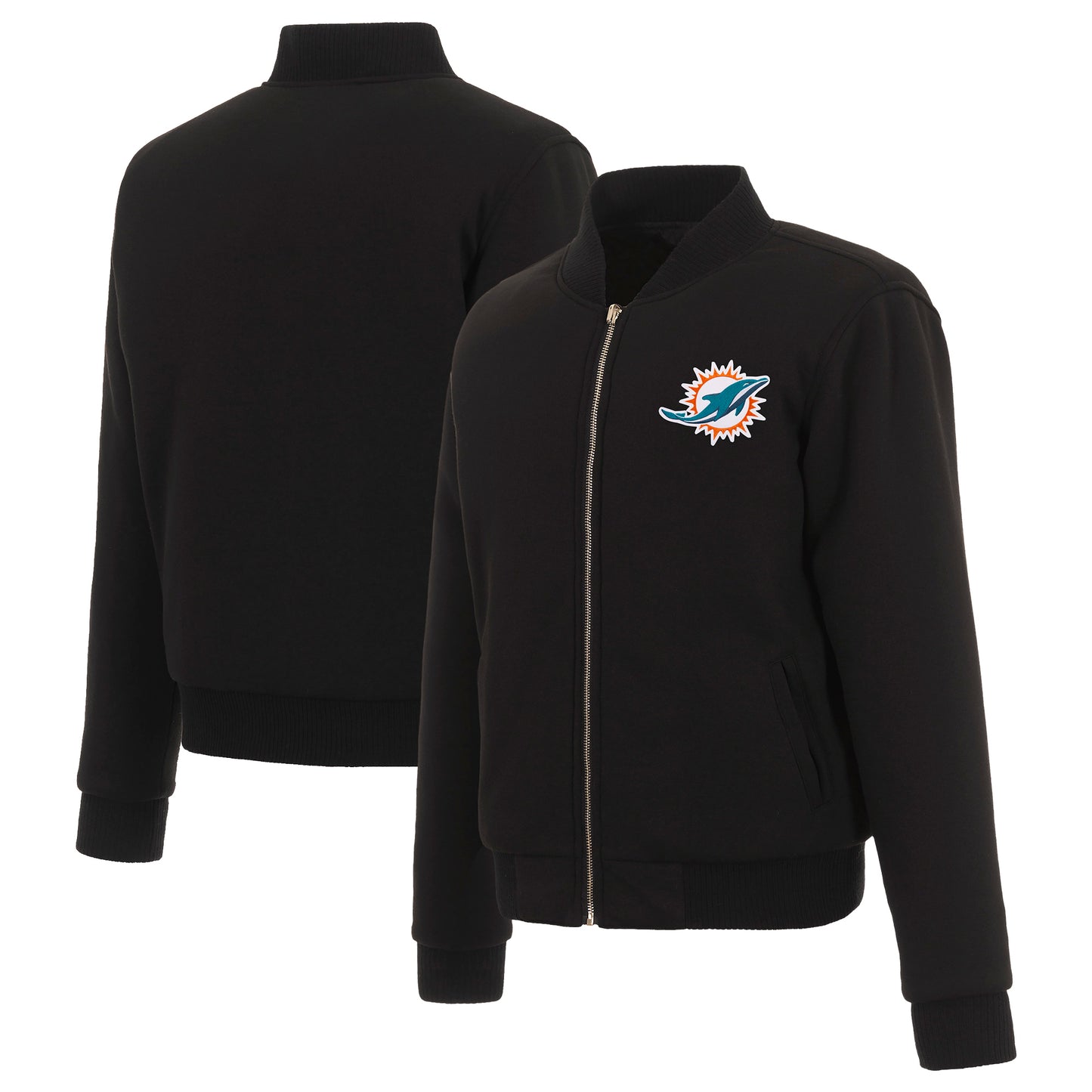 Women's JH Design Black Miami Dolphins Reversible Fleece Full-Zip Jacket