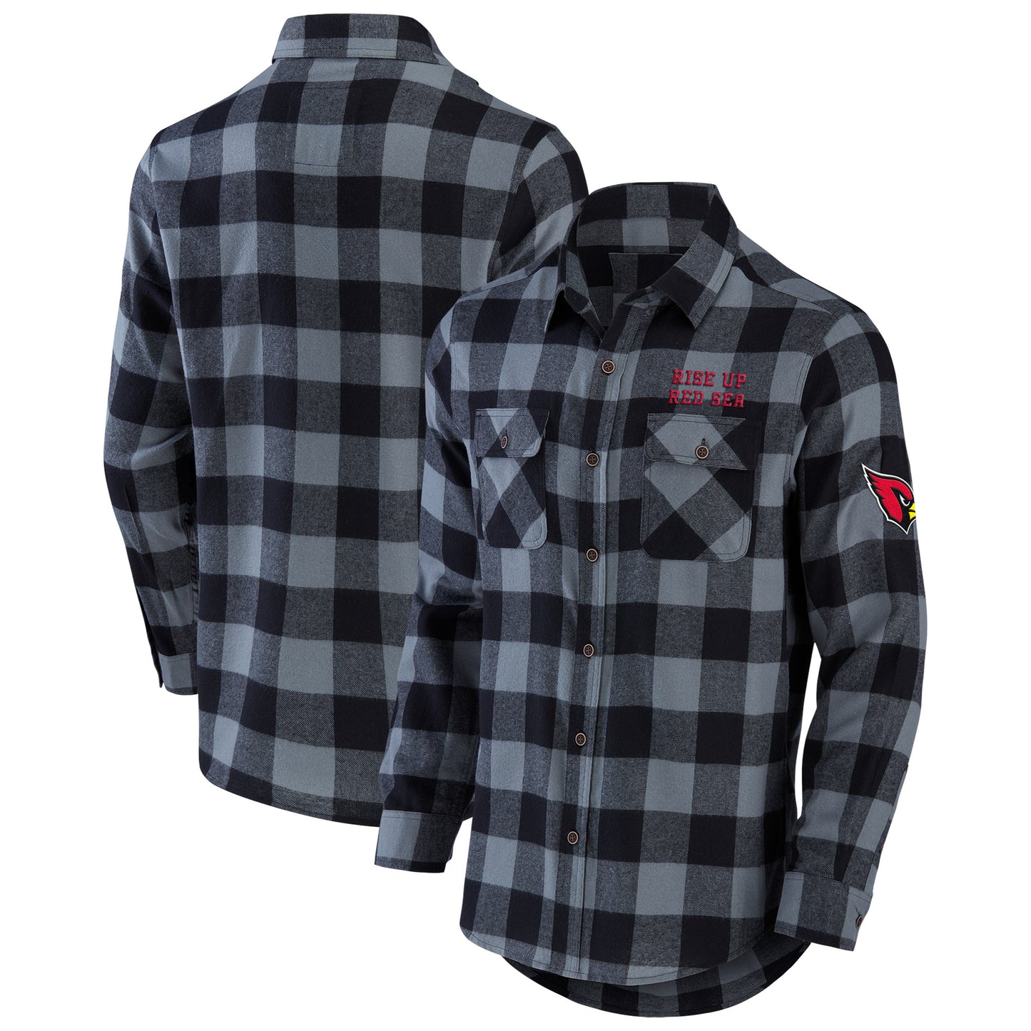 Men's NFL x Darius Rucker Collection by Fanatics Black Arizona Cardinals Flannel Long Sleeve Button-Up Shirt