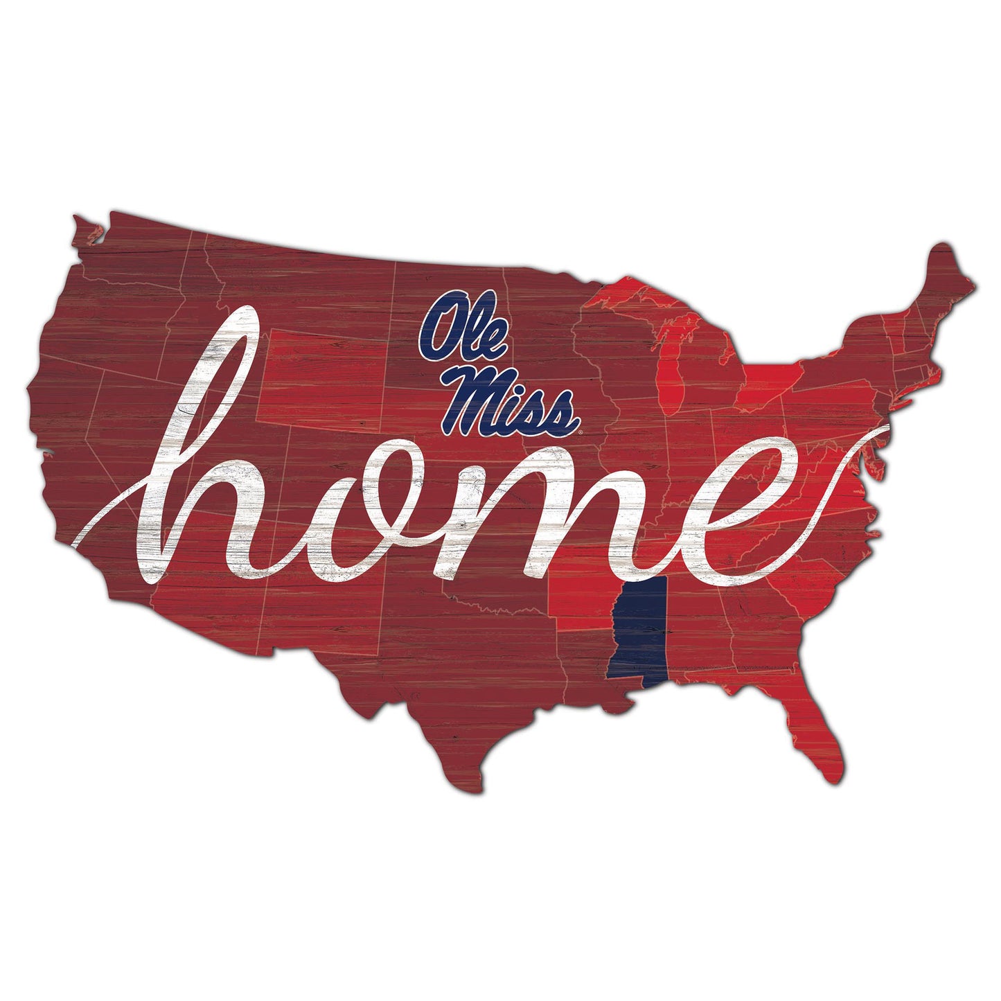 Ole Miss Rebels 18'' x 18'' USA Shape Cutout Sign