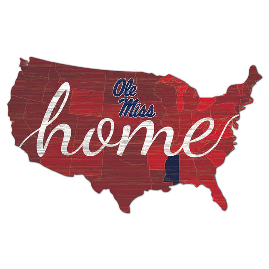Ole Miss Rebels 18'' x 18'' USA Shape Cutout Sign