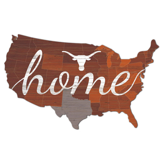 Texas Longhorns 18'' x 18'' USA Shape Cutout Sign