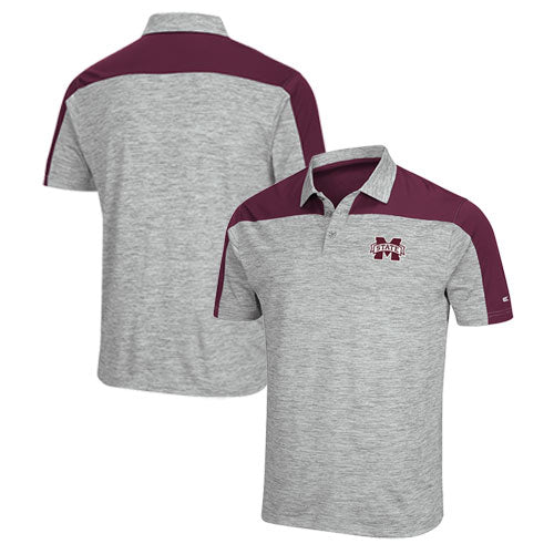 Men's Colosseum Gray/Maroon Mississippi State Bulldogs Einstein Polo