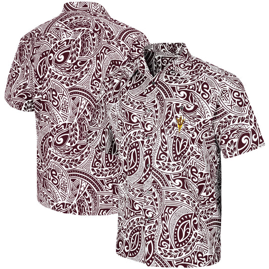 Men's Colosseum Maroon Arizona State Sun Devils Make Like a Tree Camp Button-Up Shirt