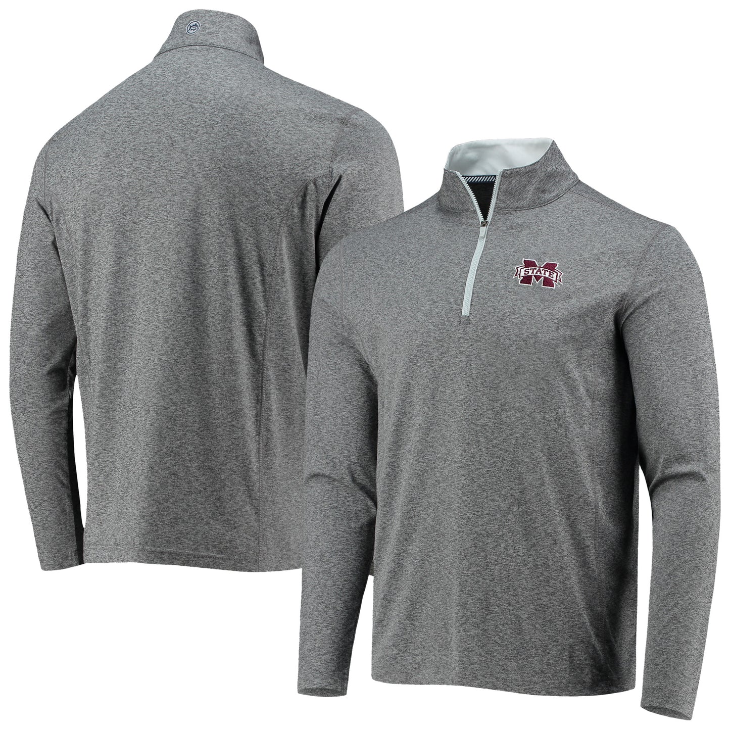 Men's Southern Tide Heathered Gray Mississippi State Bulldogs Flanker Quarter-Zip Jacket