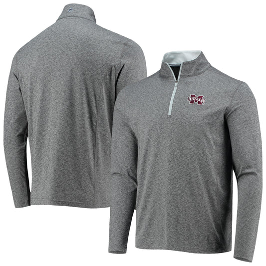 Men's Southern Tide Heathered Gray Mississippi State Bulldogs Flanker Quarter-Zip Jacket