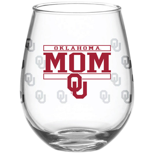 Oklahoma Sooners 15oz. Mom Stemless Wine Glass