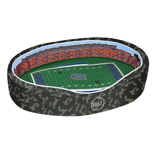 Camo Florida Gators 38'' x 25'' x 8'' Operation Hat Trick Large Stadium Oval Pet Bed