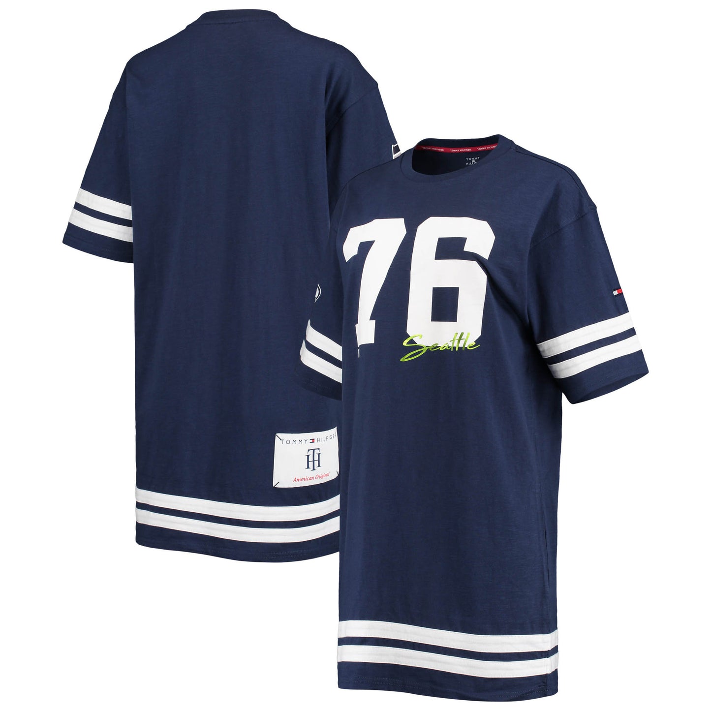 Women's Tommy Hilfiger College Navy Seattle Seahawks Clair Half-Sleeve Dress