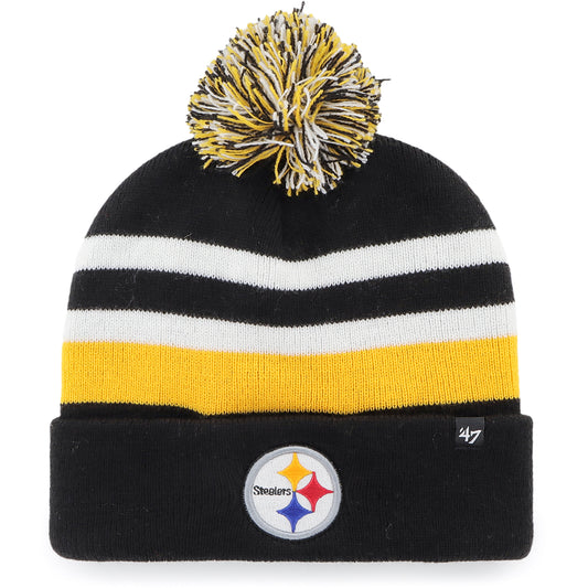 Men's '47 Black Pittsburgh Steelers State Line Cuffed Knit Hat with Pom