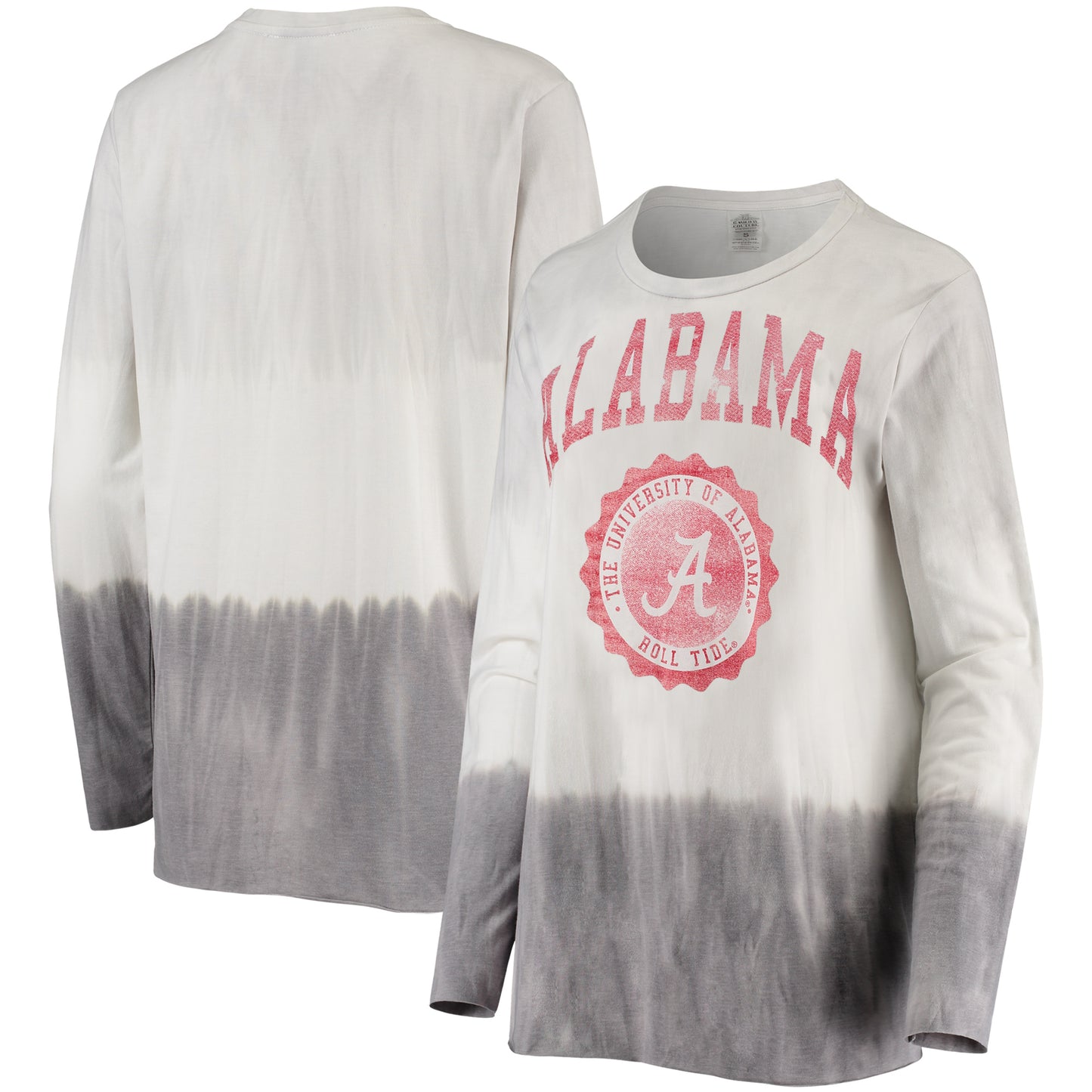 Women's Gameday Couture White/Gray Alabama Crimson Tide High Line Tiered Dip-Dye Long Sleeve Tri-Blend T-Shirt