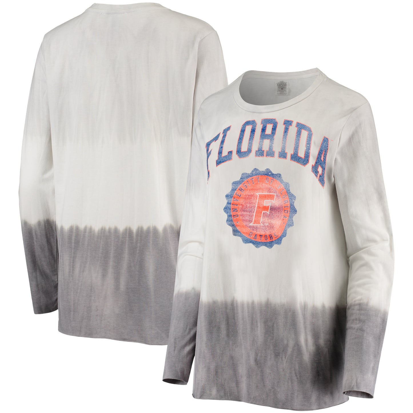 Women's Gameday Couture White/Gray Florida Gators High Line Tiered Dip-Dye Long Sleeve Tri-Blend T-Shirt