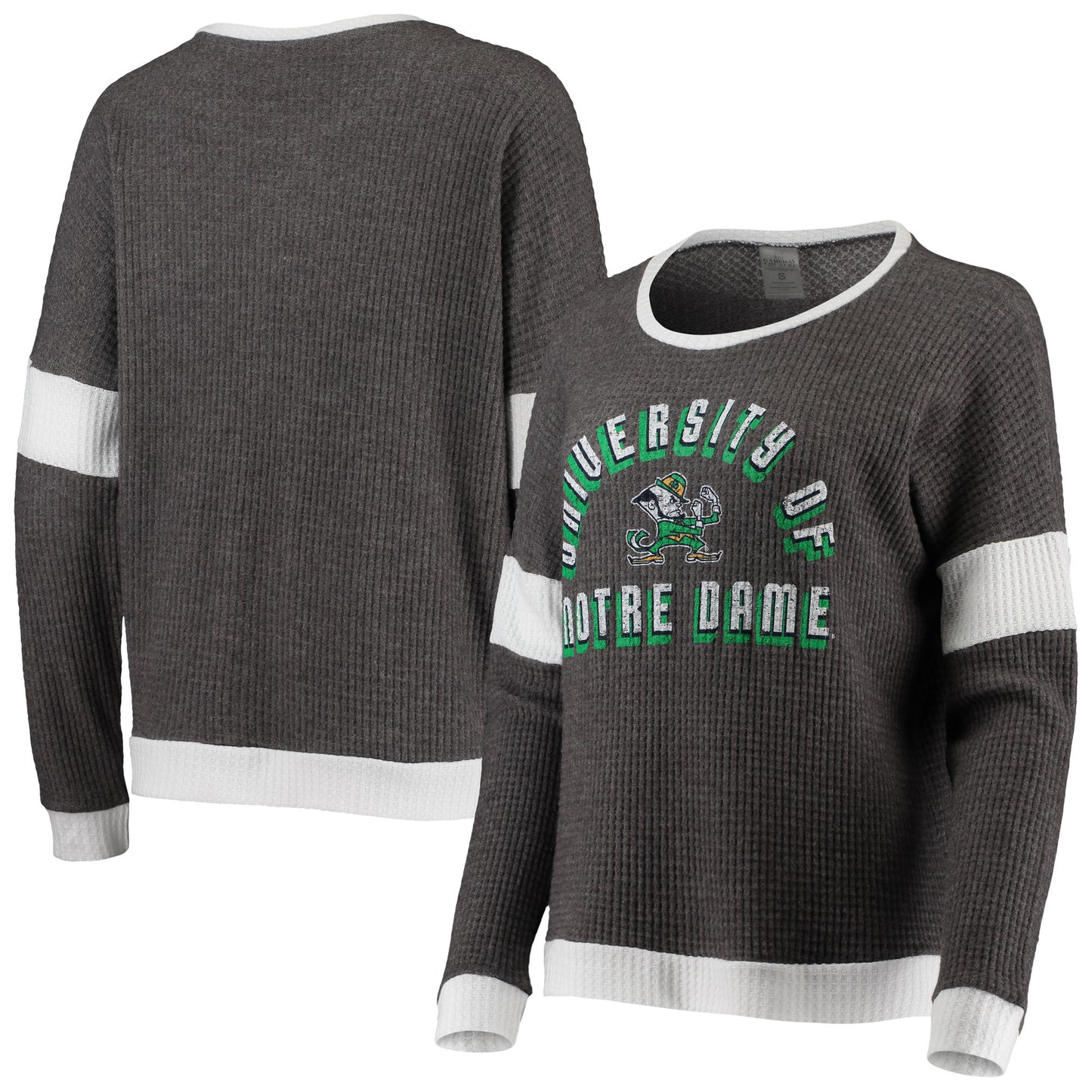 Women's Gray/White Notre Dame Fighting Irish Worth the Hype Color-Blocked Tri-Blend Long Sleeve T-Shirt