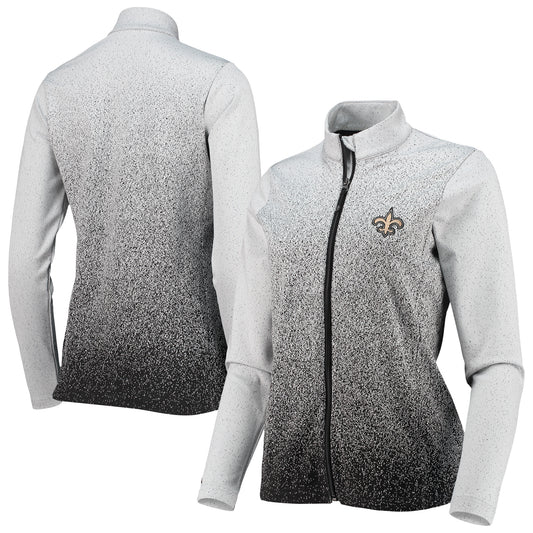 Women's Antigua White/Black New Orleans Saints Guide Full-Zip Jacket