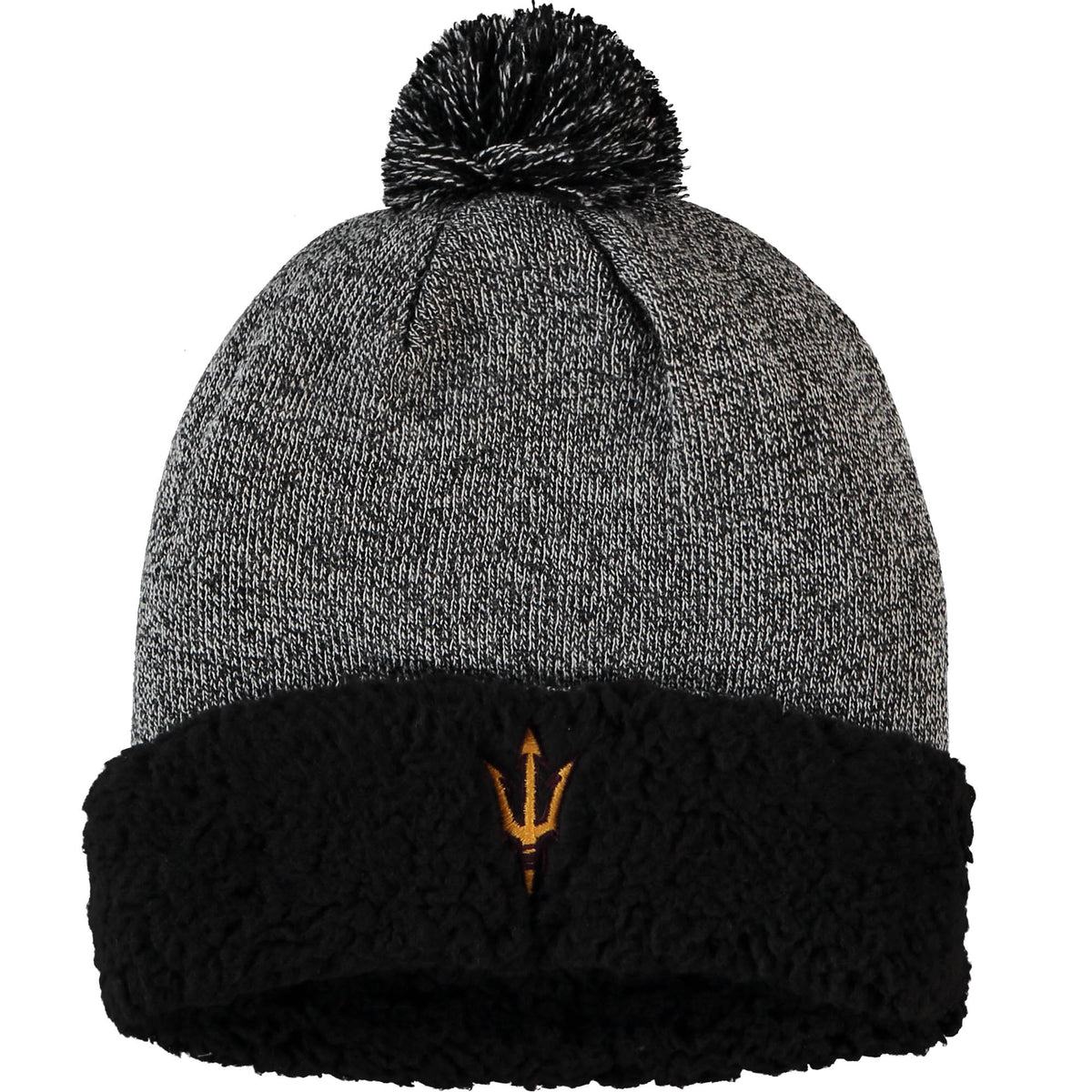 Women's Top of the World Black Arizona State Sun Devils Snug Cuffed Knit Hat with Pom