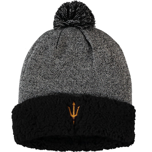 Women's Top of the World Black Arizona State Sun Devils Snug Cuffed Knit Hat with Pom