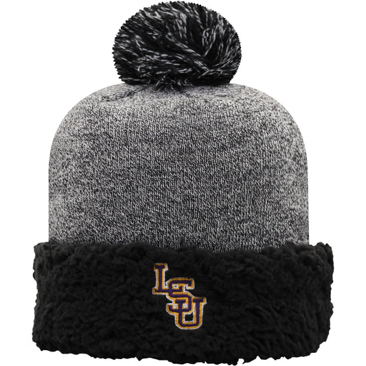 Women's Top of the World Black LSU Tigers Snug Cuffed Knit Hat with Pom