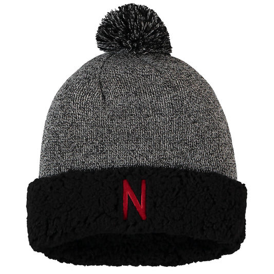 Women's Top of the World Black Nebraska Huskers Snug Cuffed Knit Hat with Pom