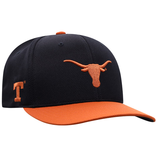 Men's Top of the World Black/Texas Orange Texas Longhorns Two-Tone Reflex Hybrid Tech Flex Hat